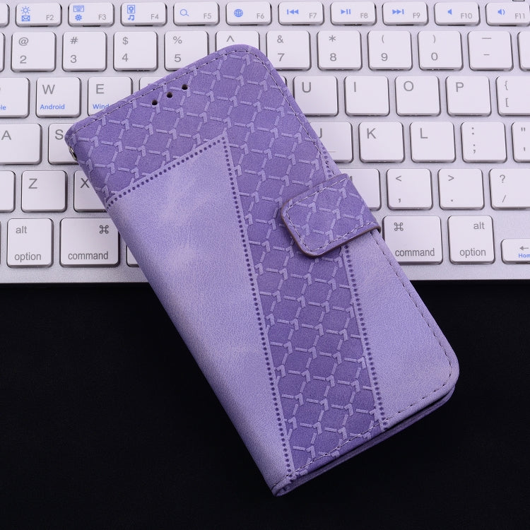 For iPhone 16 Pro Seven-shaped Embossed Leather Phone Case(Purple) - iPhone 16 Pro Cases by buy2fix | Online Shopping UK | buy2fix