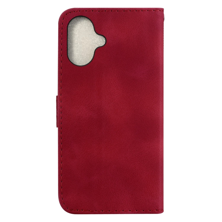 For iPhone 16 Seven-shaped Embossed Leather Phone Case(Red) - iPhone 16 Cases by buy2fix | Online Shopping UK | buy2fix