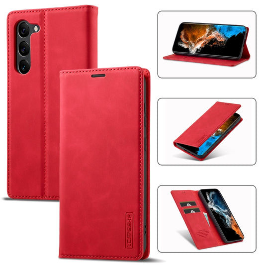 For Samsung Galaxy S24 5G LC.IMEEKE Strong Magnetism Microfiber Leather Phone Case(Red) - Galaxy S24 5G Cases by LC.IMEEKE | Online Shopping UK | buy2fix