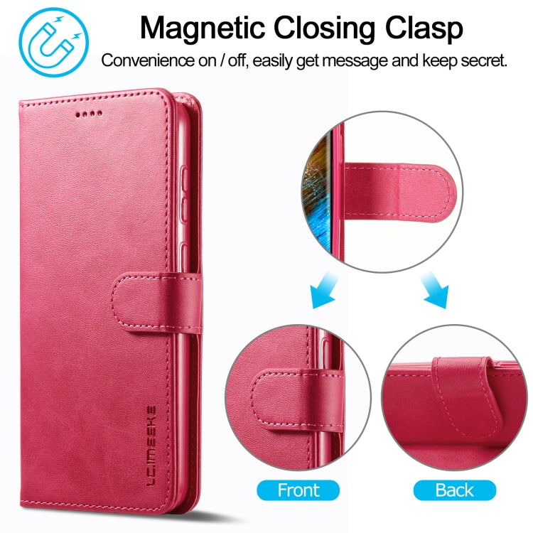 For Samsung Galaxy S24 5G LC.IMEEKE Calf Texture Leather Phone Case(Red) - Galaxy S24 5G Cases by LC.IMEEKE | Online Shopping UK | buy2fix