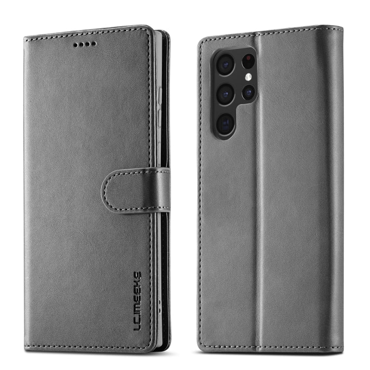 For Samsung Galaxy S24 Ultra 5G LC.IMEEKE Calf Texture Leather Phone Case(Grey) - Galaxy S24 Ultra 5G Cases by LC.IMEEKE | Online Shopping UK | buy2fix