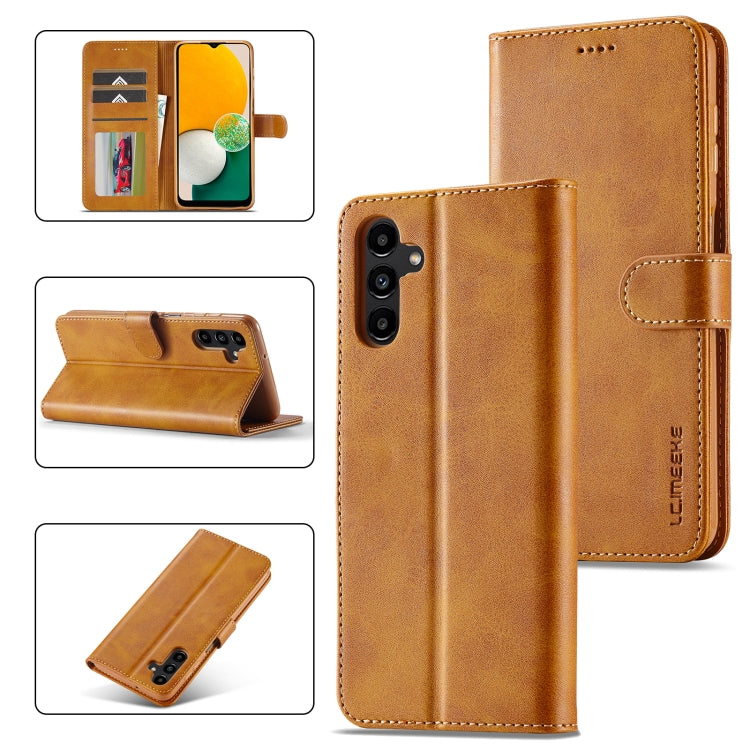 For Samsung Galaxy A15 5G LC.IMEEKE Calf Texture Leather Phone Case(Brown) - Galaxy Phone Cases by LC.IMEEKE | Online Shopping UK | buy2fix