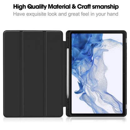 For Samsung Galaxy Tab S9 3-Fold Pure Color TPU Smart Leather Tablet Case with Pen Slot(Black) - Galaxy Tab S9 Cases by buy2fix | Online Shopping UK | buy2fix