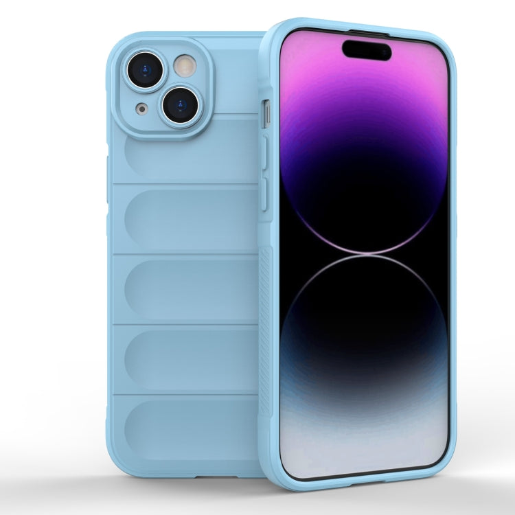 For iPhone 15 Plus Magic Shield TPU + Flannel Phone Case(Light Blue) - iPhone 15 Plus Cases by buy2fix | Online Shopping UK | buy2fix