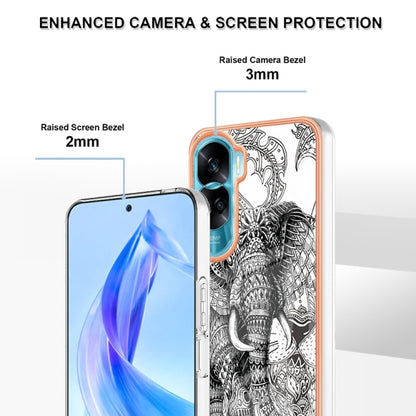 For Honor 90 Lite 5G Electroplating Marble Dual-side IMD Phone Case(Totem Elephant) - Honor Cases by buy2fix | Online Shopping UK | buy2fix