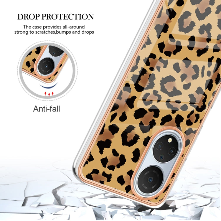 For Honor X7 Electroplating Marble Dual-side IMD Phone Case(Leopard Print) - Honor Cases by buy2fix | Online Shopping UK | buy2fix