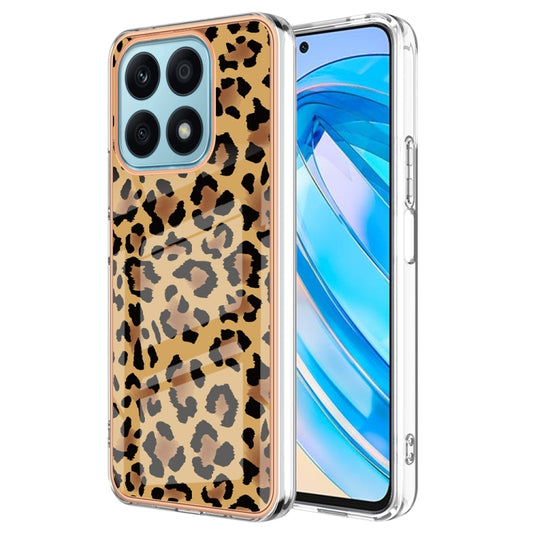 For Honor X8a Electroplating Marble Dual-side IMD Phone Case(Leopard Print) - Honor Cases by buy2fix | Online Shopping UK | buy2fix