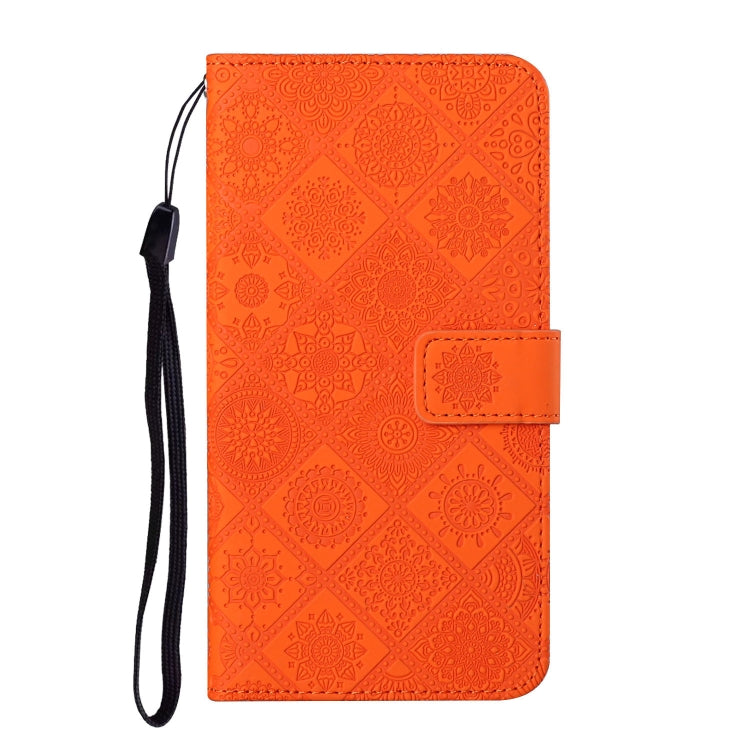 For iPhone 16 Plus Ethnic Style Embossed Pattern Leather Phone Case(Orange) - iPhone 16 Plus Cases by buy2fix | Online Shopping UK | buy2fix