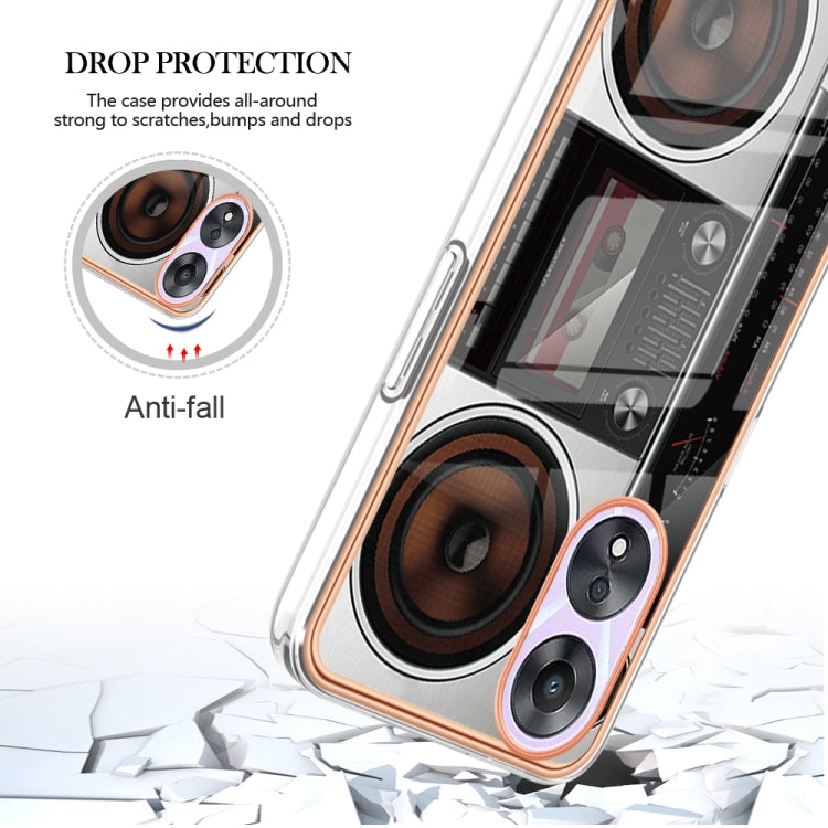 For OPPO A78 / A58 Electroplating Marble Dual-side IMD Phone Case(Retro Radio) - OPPO Cases by buy2fix | Online Shopping UK | buy2fix