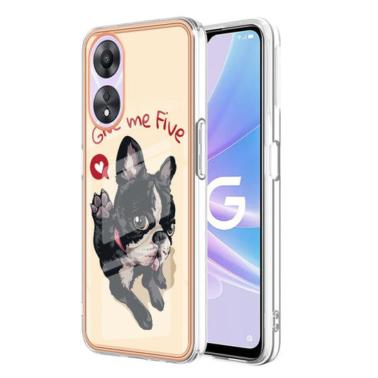 For OPPO A78 / A58 Electroplating Marble Dual-side IMD Phone Case(Lucky Dog) - OPPO Cases by buy2fix | Online Shopping UK | buy2fix