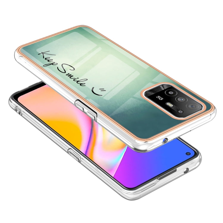 For OPPO A94 5G / A95 5G Electroplating Marble Dual-side IMD Phone Case(Smile) - OPPO Cases by buy2fix | Online Shopping UK | buy2fix