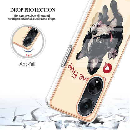 For OPPO A98 Electroplating Marble Dual-side IMD Phone Case(Lucky Dog) - OPPO Cases by buy2fix | Online Shopping UK | buy2fix