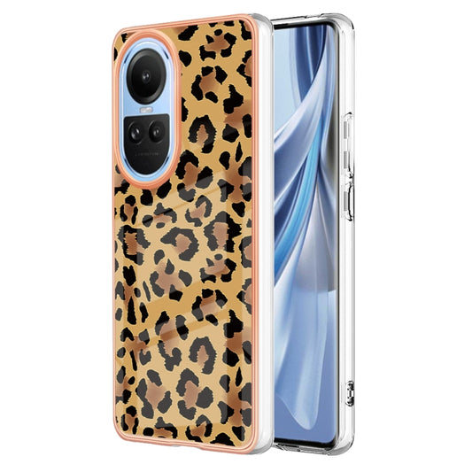 For OPPO Reno10 5G Global Electroplating Marble Dual-side IMD Phone Case(Leopard Print) - OPPO Cases by buy2fix | Online Shopping UK | buy2fix