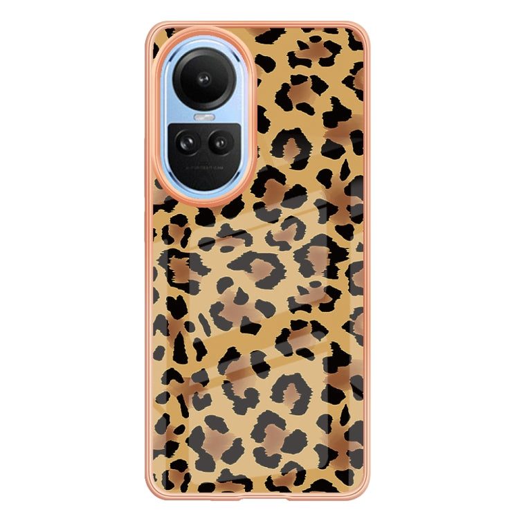 For OPPO Reno10 5G Global Electroplating Marble Dual-side IMD Phone Case(Leopard Print) - OPPO Cases by buy2fix | Online Shopping UK | buy2fix