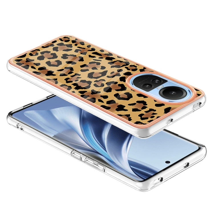 For OPPO Reno10 5G Global Electroplating Marble Dual-side IMD Phone Case(Leopard Print) - OPPO Cases by buy2fix | Online Shopping UK | buy2fix