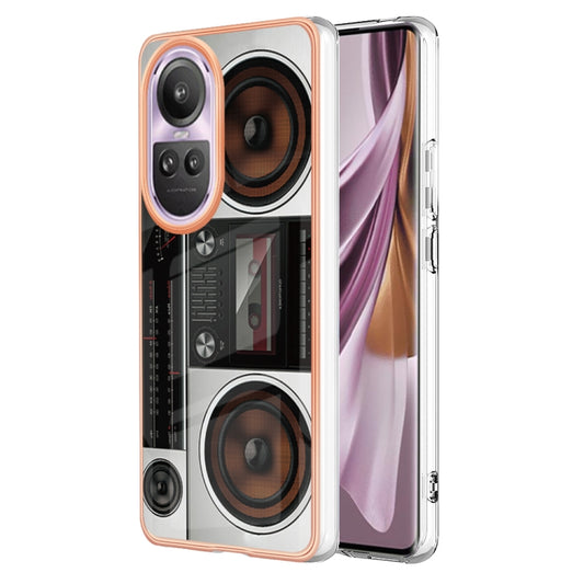 For OPPO Reno10 Pro 5G Global Electroplating Marble Dual-side IMD Phone Case(Retro Radio) - OPPO Cases by buy2fix | Online Shopping UK | buy2fix
