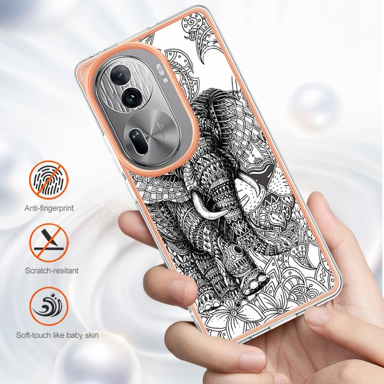 For OPPO Reno11 Pro 5G Global Electroplating Marble Dual-side IMD Phone Case(Totem Elephant) - Reno11 Pro Cases by buy2fix | Online Shopping UK | buy2fix