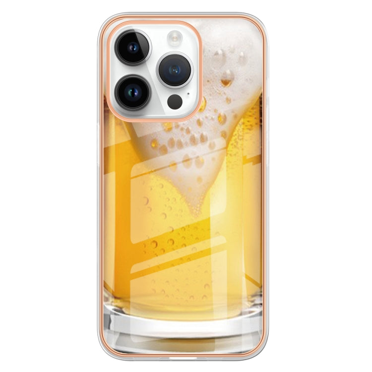 For iPhone 16 Pro Max Electroplating Marble Dual-side IMD Phone Case(Draft Beer) - iPhone 16 Pro Max Cases by buy2fix | Online Shopping UK | buy2fix