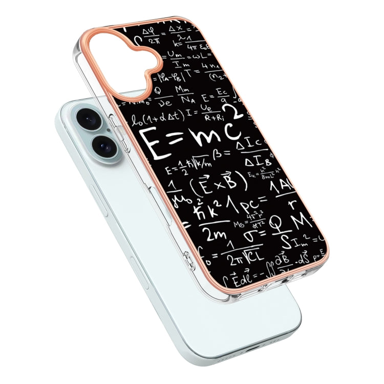 For iPhone 16 Plus Electroplating Marble Dual-side IMD Phone Case(Equation) - iPhone 16 Plus Cases by buy2fix | Online Shopping UK | buy2fix