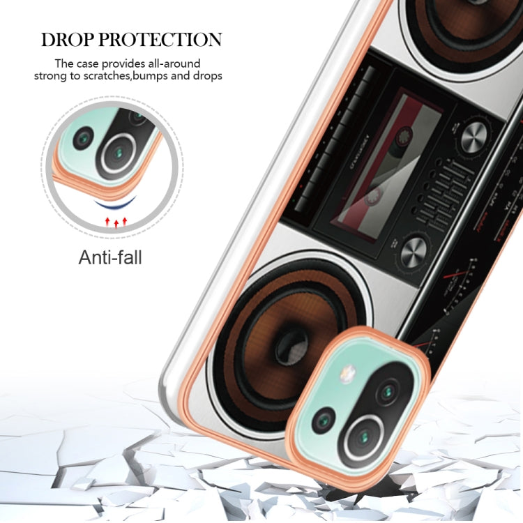 For Xiaomi 11 Lite Electroplating Marble Dual-side IMD Phone Case(Retro Radio) - Xiaomi Cases by buy2fix | Online Shopping UK | buy2fix