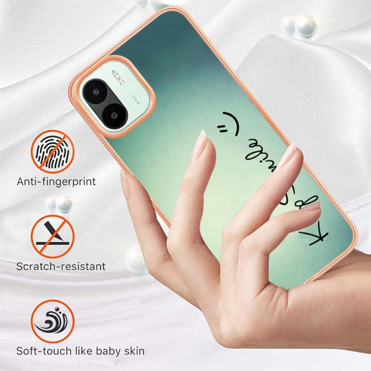 For Xiaomi Redmi A1 Electroplating Marble Dual-side IMD Phone Case(Smile) - Xiaomi Cases by buy2fix | Online Shopping UK | buy2fix