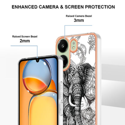 For Xiaomi Redmi 13C 4G Electroplating Marble Dual-side IMD Phone Case(Totem Elephant) - 13C Cases by buy2fix | Online Shopping UK | buy2fix