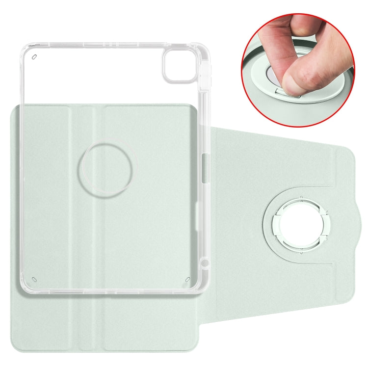 For iPad Air 11 2024 Clear Acrylic 360 Rotation Detachable Leather Tablet Case(Light Green) - iPad Air 11 2024 Cases by buy2fix | Online Shopping UK | buy2fix