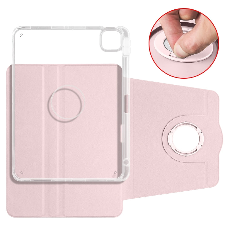 For iPad Pro 11 2024 Clear Acrylic 360 Rotation Detachable Leather Tablet Case(Pink) - iPad Pro 11 2024 Cases by buy2fix | Online Shopping UK | buy2fix