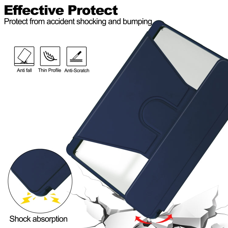 For Samsung Galaxy Tab S9+ 360 Rotation Transparent Smart Leather Case(Dark Blue) - Galaxy Tab S9+ Cases by buy2fix | Online Shopping UK | buy2fix