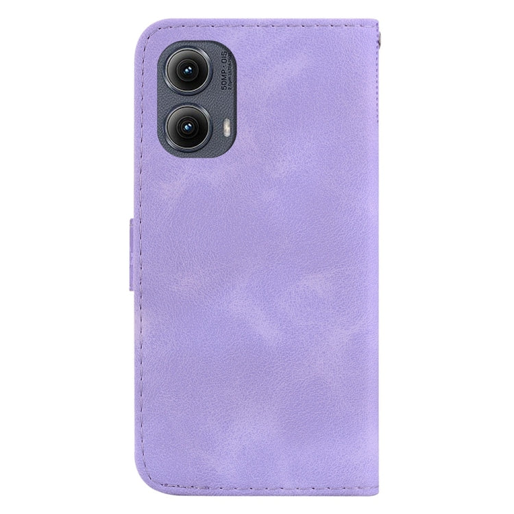 For Motorola Edge 2024 Seven-shaped Embossed Leather Phone Case(Purple) - Motorola Cases by buy2fix | Online Shopping UK | buy2fix