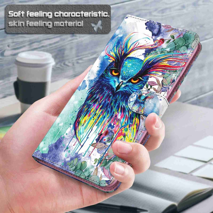 For Samsung Galaxy S24 5G 3D Painting Pattern Flip Leather Phone Case(Watercolor Owl) - Galaxy S24 5G Cases by buy2fix | Online Shopping UK | buy2fix