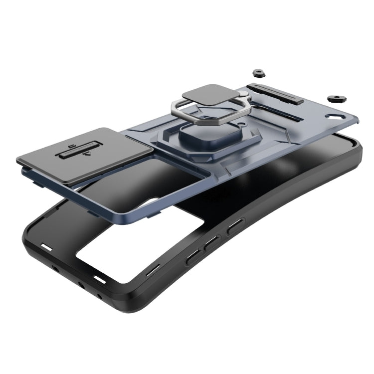 For Xiaomi Redmi K60 5G Sliding Camshield TPU + PC Shockproof Phone Case with Holder(Black) - Xiaomi Cases by buy2fix | Online Shopping UK | buy2fix