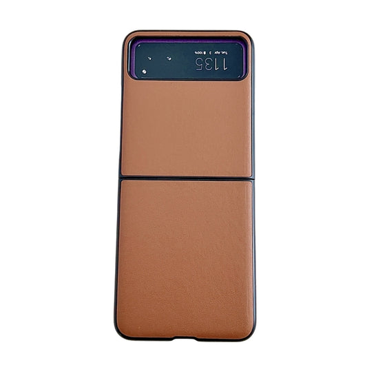 For Motorola Razr 40 Solid Color Leather Texture Phone Case(Brown) - Motorola Cases by buy2fix | Online Shopping UK | buy2fix