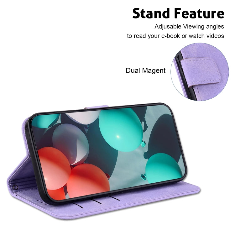 For Samsung Galaxy S22 Ultra 5G 7-shaped Embossed Leather Phone Case(Purple) - Galaxy S22 Ultra 5G Cases by buy2fix | Online Shopping UK | buy2fix