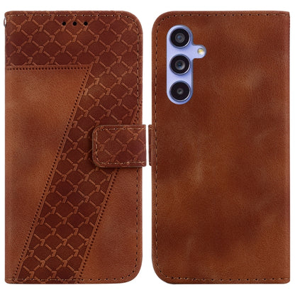 For Samsung Galaxy S23 FE 5G 7-shaped Embossed Leather Phone Case(Brown) - Galaxy S23 FE 5G Cases by buy2fix | Online Shopping UK | buy2fix