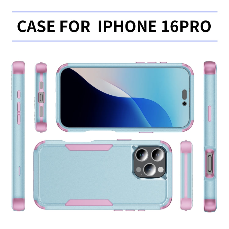 For iPhone 16 Pro Commuter Shockproof TPU + PC Phone Case(Grey Green+Pink) - iPhone 16 Pro Cases by buy2fix | Online Shopping UK | buy2fix