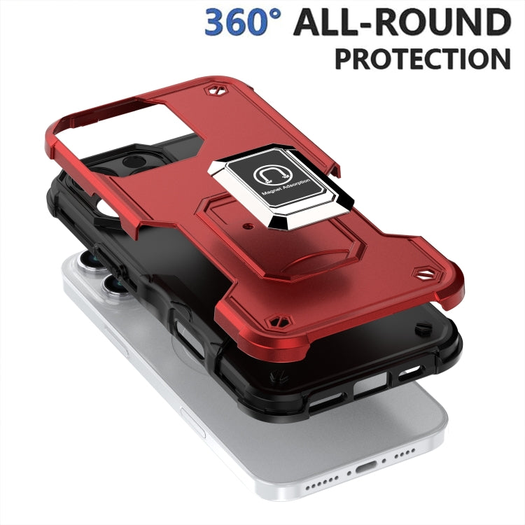 For iPhone 16 Pro Max Ring Holder Non-slip Shockproof Armor Phone Case(Red) - iPhone 16 Pro Max Cases by buy2fix | Online Shopping UK | buy2fix