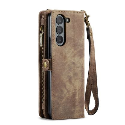 For Samsung Galaxy Z Fold5 CaseMe 008 Multifunctional Zipper Wallet Phone Leather Case(Brown) - Galaxy Z Fold5 Cases by CaseMe | Online Shopping UK | buy2fix