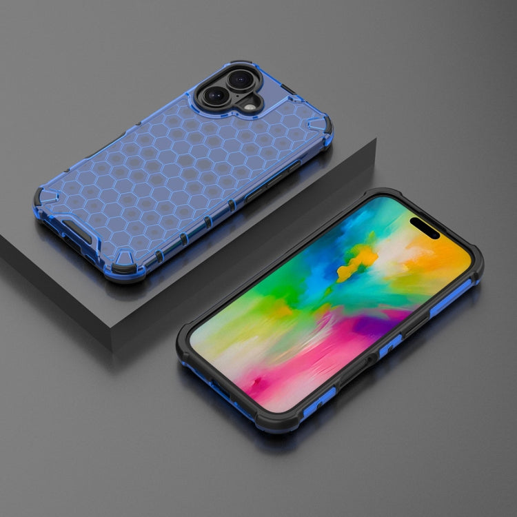 For iPhone 16 Honeycomb Shockproof Phone Case(Blue) - iPhone 16 Cases by buy2fix | Online Shopping UK | buy2fix