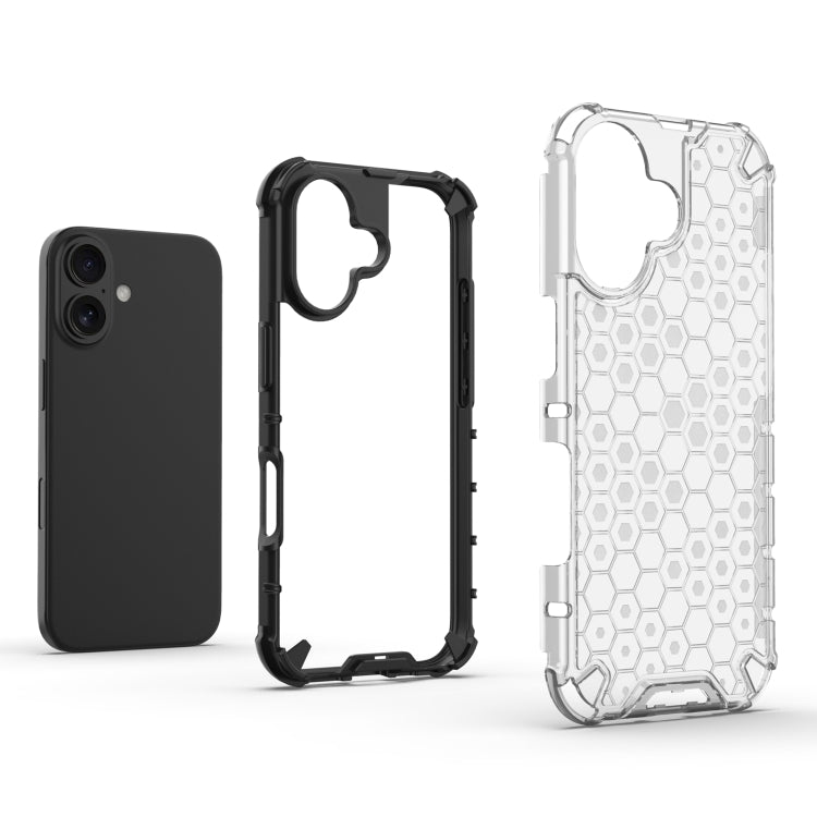 For iPhone 16 Plus Honeycomb Shockproof Phone Case(Black) - iPhone 16 Plus Cases by buy2fix | Online Shopping UK | buy2fix