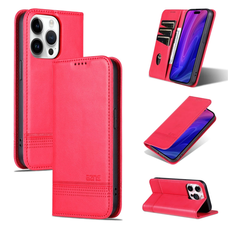 For iPhone 16 Pro Max AZNS Magnetic Calf Texture Flip Leather Phone Case(Red) - iPhone 16 Pro Max Cases by AZNS | Online Shopping UK | buy2fix