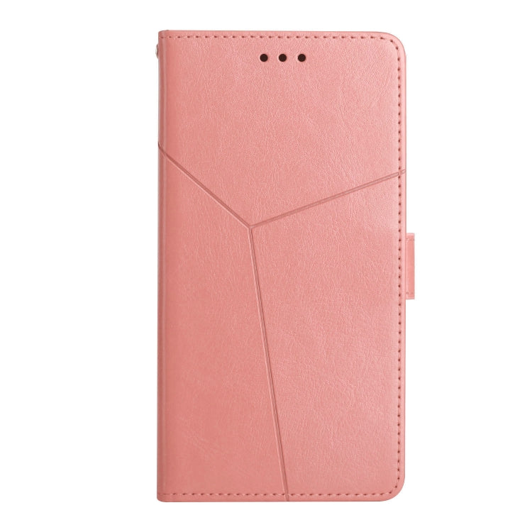 For Motorola Moto G Play 4G 2024 HT01 Y-shaped Pattern Flip Leather Phone Case(Pink) - Motorola Cases by buy2fix | Online Shopping UK | buy2fix