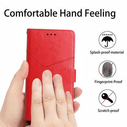 For Motorola Moto G Stylus 5G 2024 HT01 Y-shaped Pattern Flip Leather Phone Case(Red) - Motorola Cases by buy2fix | Online Shopping UK | buy2fix