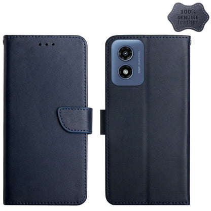 For Motorola Moto G Play 5G 2024 Genuine Leather Fingerprint-proof Horizontal Flip Phone Case(Blue) - Motorola Cases by buy2fix | Online Shopping UK | buy2fix