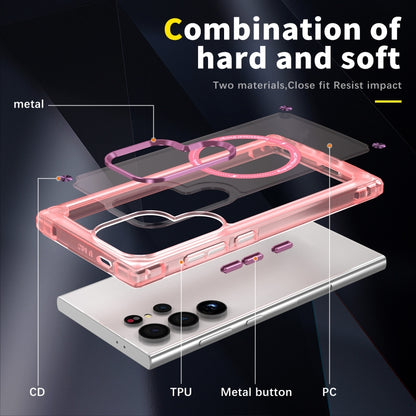 For Samsung Galaxy S25 Ultra 5G Skin Feel TPU + PC MagSafe Magnetic Phone Case(Transparent Pink) - Galaxy S25 Ultra 5G Cases by buy2fix | Online Shopping UK | buy2fix