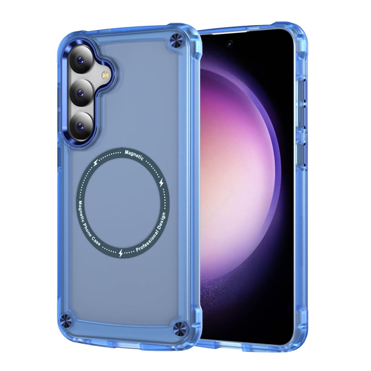 For Samsung Galaxy S25 5G Skin Feel TPU + PC MagSafe Magnetic Phone Case(Transparent Blue) - Galaxy S25 5G Cases by buy2fix | Online Shopping UK | buy2fix