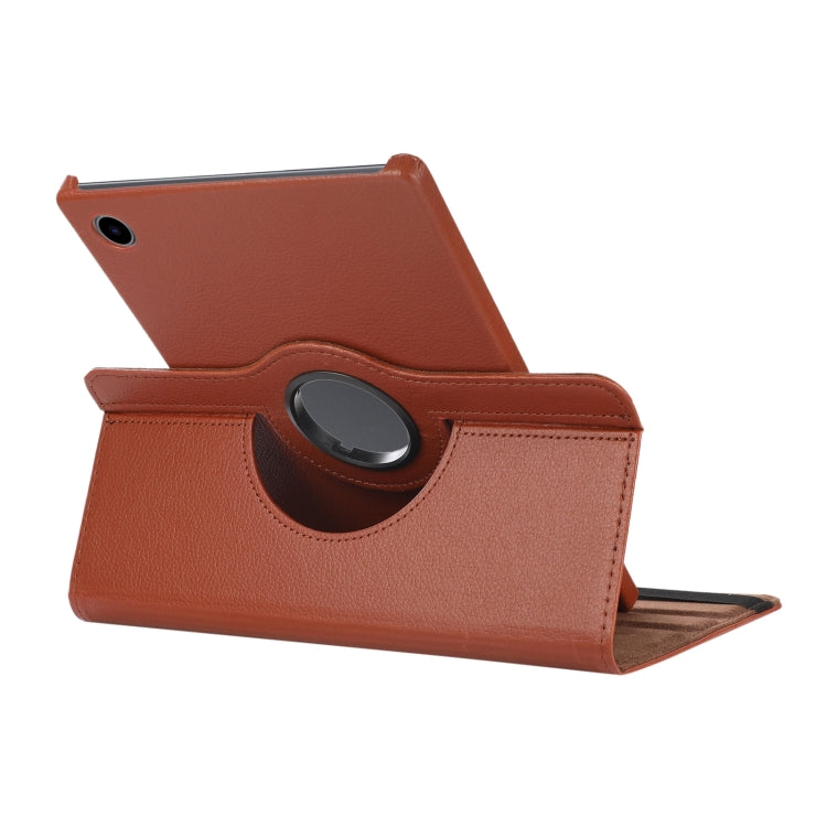 For Samsung Galaxy Tab A9+ 360 Degrees Rotation Holder Litchi Texture Leather Tablet Case(Orange) - Galaxy Tab A9+ by buy2fix | Online Shopping UK | buy2fix