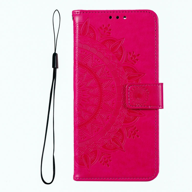 For iPhone 16 Totem Flower Embossed Leather Phone Case(Red) - iPhone 16 Cases by buy2fix | Online Shopping UK | buy2fix