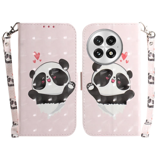 For OnePlus 13 3D Colored Horizontal Flip Leather Phone Case(Heart Panda) - OnePlus Cases by buy2fix | Online Shopping UK | buy2fix