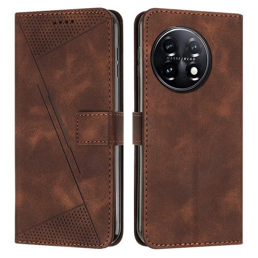 For OnePlus 11 Dream Triangle Leather Phone Case with Lanyard(Brown) - OnePlus Cases by buy2fix | Online Shopping UK | buy2fix